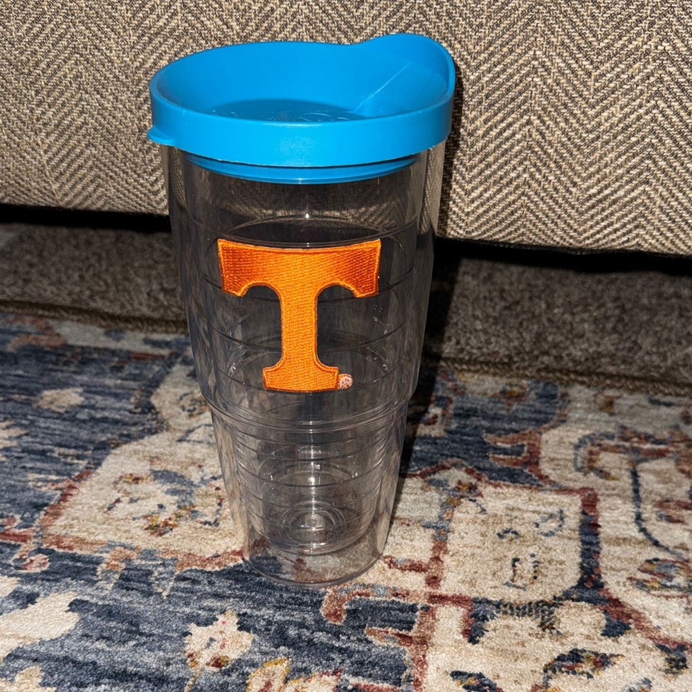 SALE TERVIS Tennessee Vols TN VOLS clear tumbler orange cup plastic 24oz w/lid